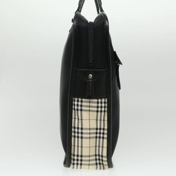 BURBERRY Nova Check Hand Bag Nylon Black Auth 36240 - Picture 4 of 10